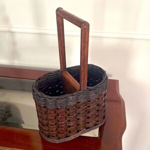 Rattan Double Wine Basket Caddy for Picnic, Table Setting, Home Decor